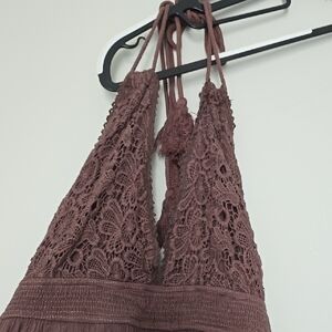 Brown Lace Halter Top